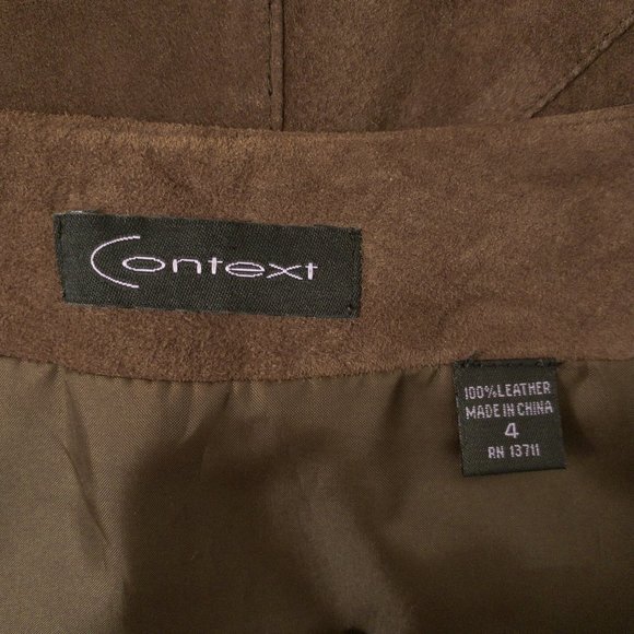 Vintage 90s M Suede Boho Midi Leather Skirt Brown - Picture 8 of 9